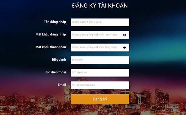 Tiến hành tạo tài khoản cá cược online